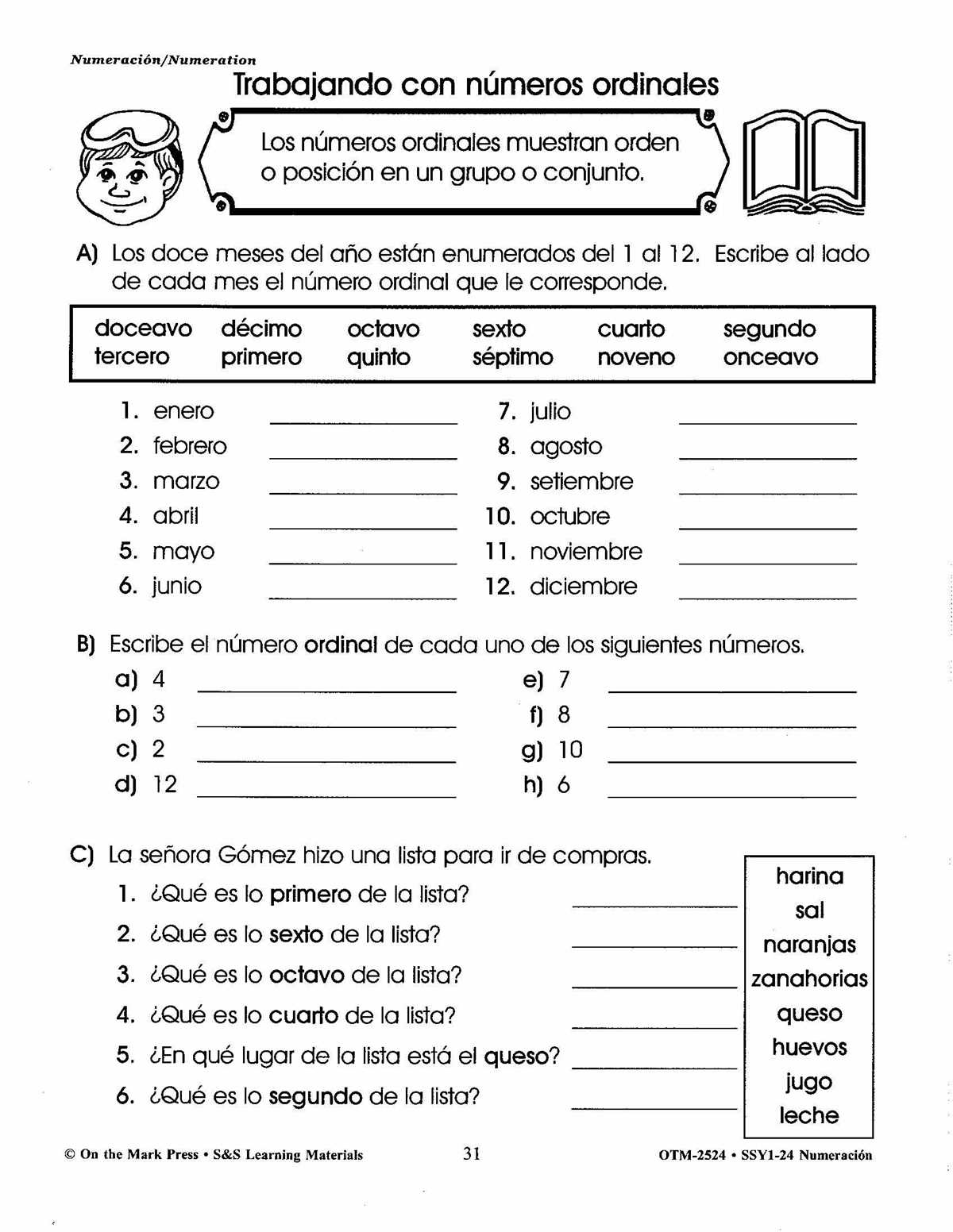spanish math worksheets