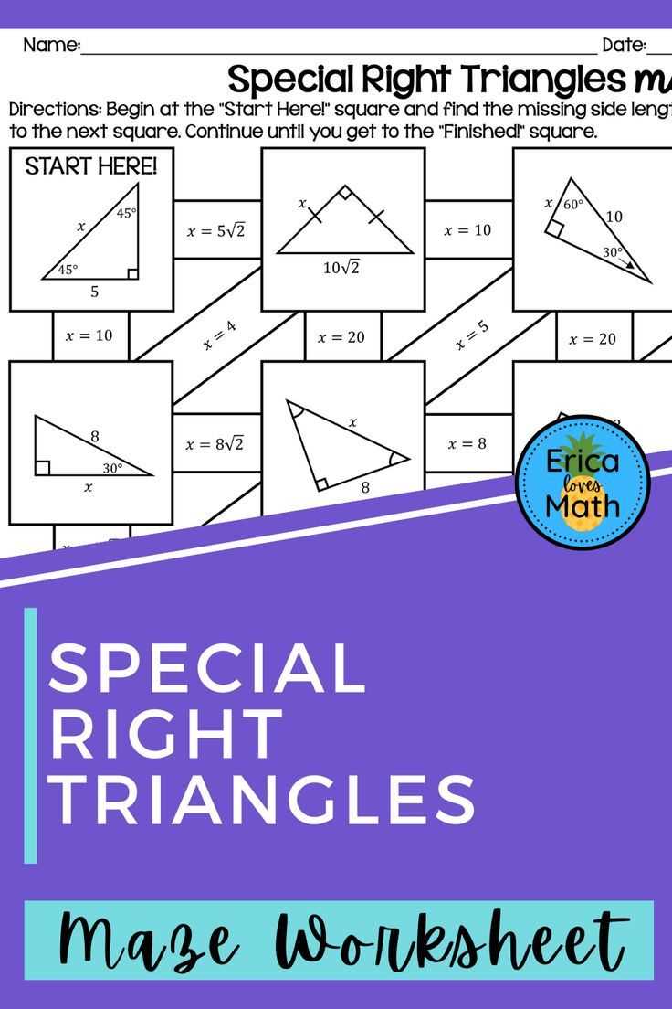 special right triangles worksheet geometry