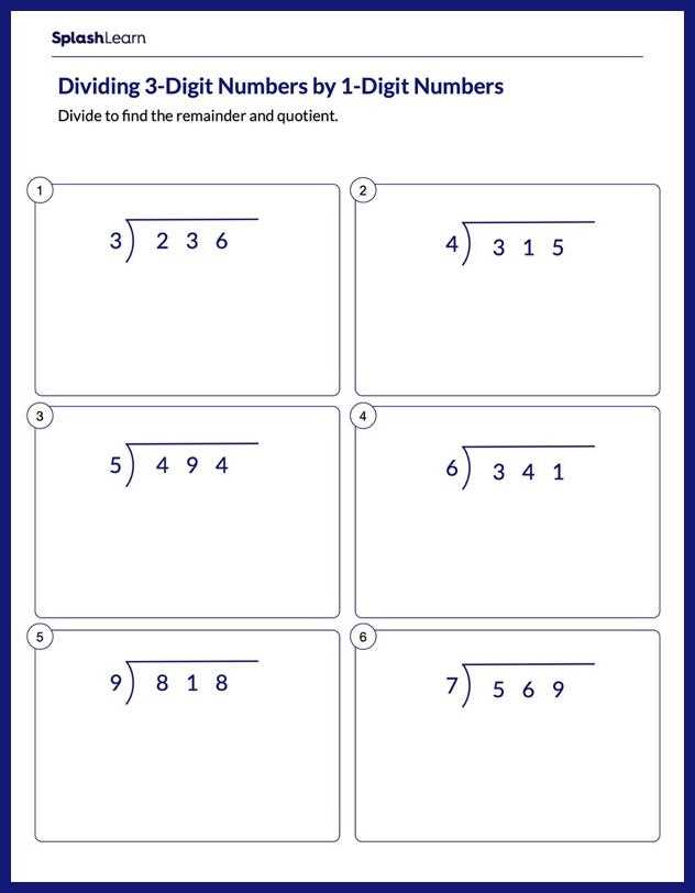 division 3 digits by 1 digit worksheet