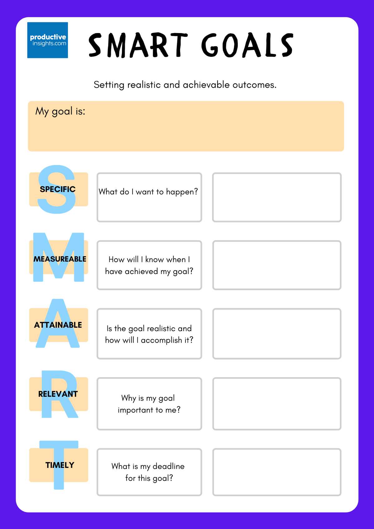 set goals worksheet