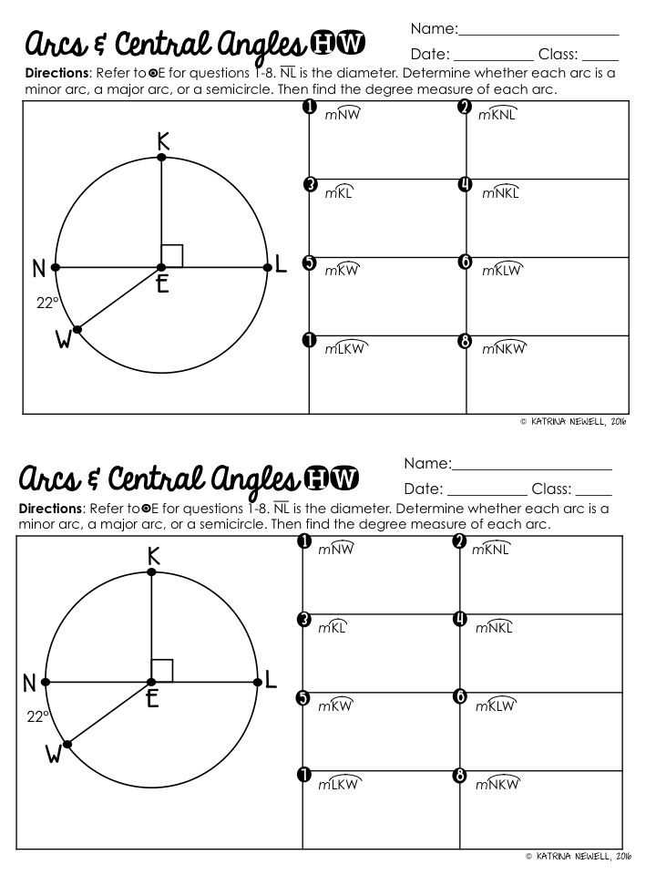 arcs and chords worksheet