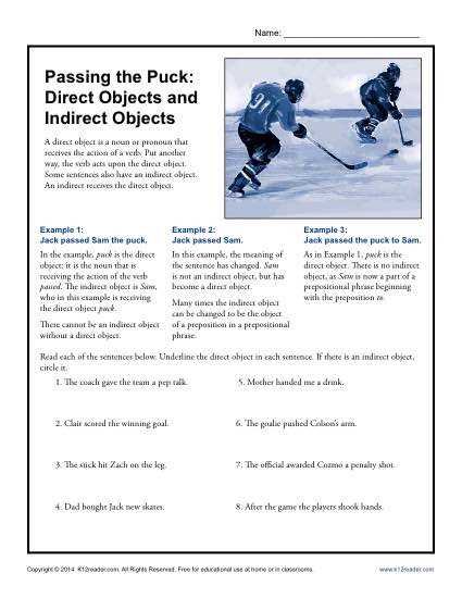 direct and indirect objects worksheets free