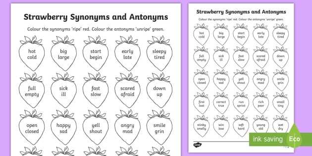 antonym synonym worksheets