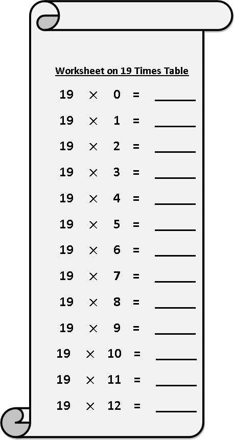 math times tables worksheet