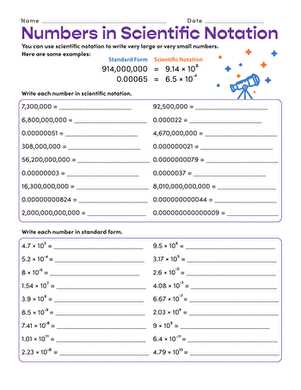 standard and scientific notation worksheet