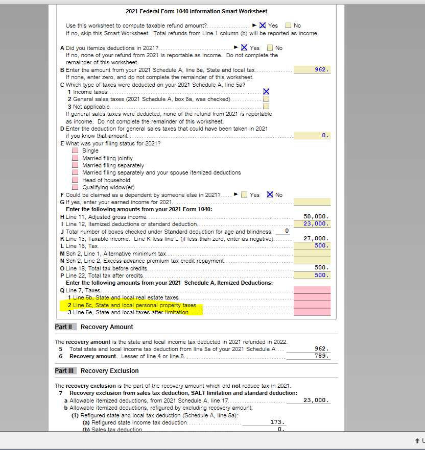 state tax refund worksheet item q line 1