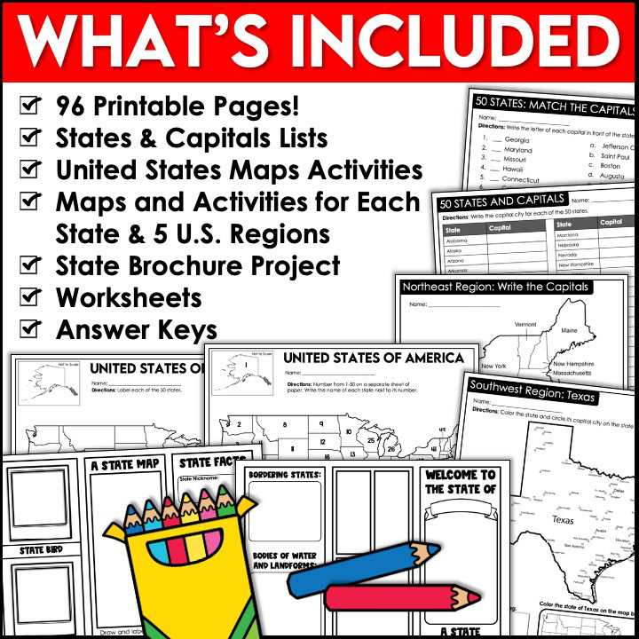 states and capital worksheet