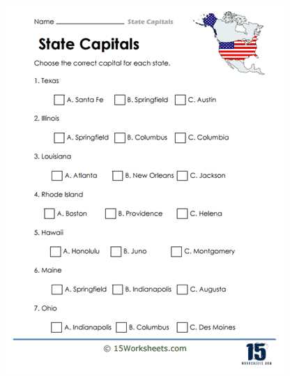 states and capitals free worksheets