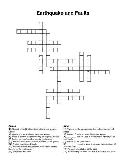 earthquakes and faults worksheet