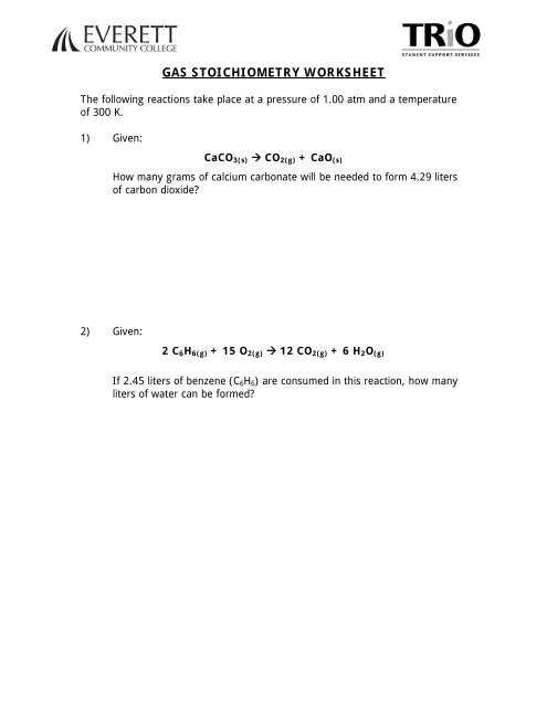 stoichiometry of gases worksheet