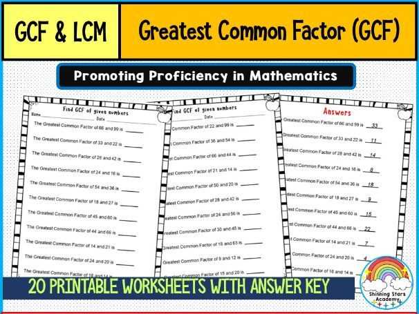 greatest common factor worksheets 6th grade