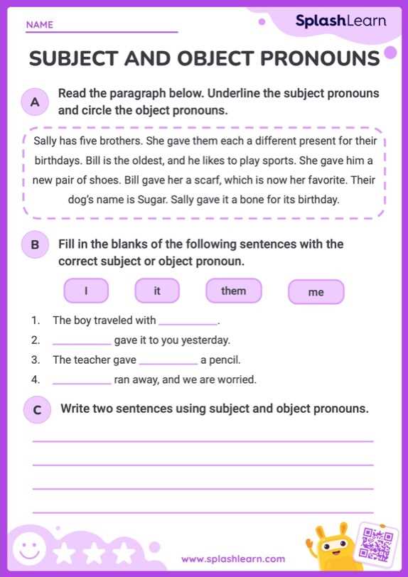 subject and object pronouns worksheets