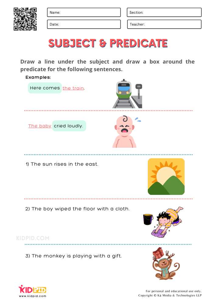 subject and predicate worksheets