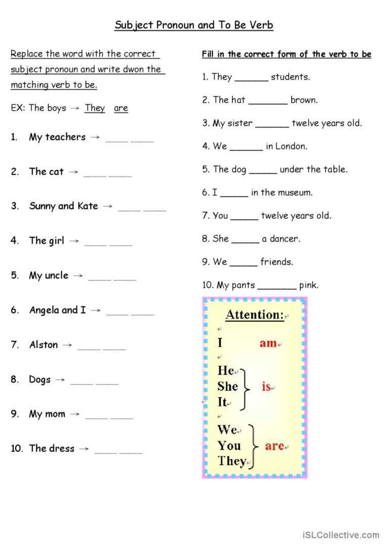 subjective pronouns worksheet