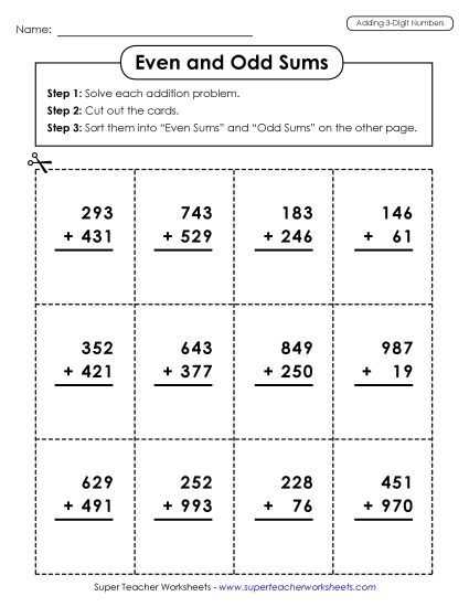 addition of three integers worksheet