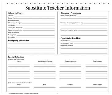 substitute teacher worksheets