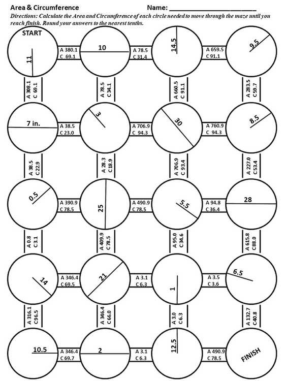 finding area and circumference of a circle worksheet