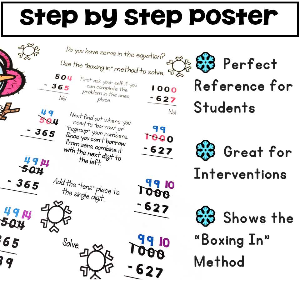 subtracting across zeros worksheet