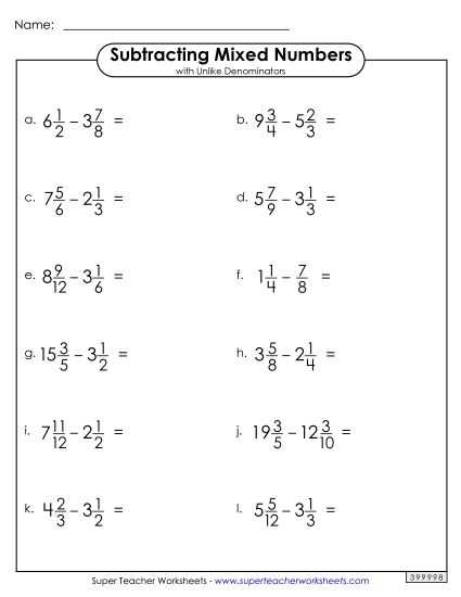 subtraction fraction worksheets subtraction fraction worksheets