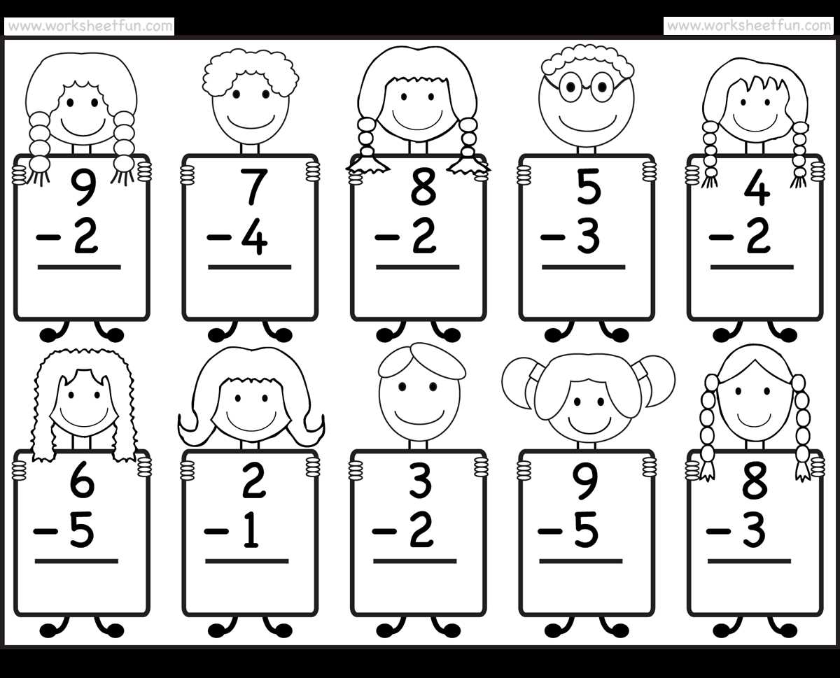 subtraction worksheets for kindergarten 1 10