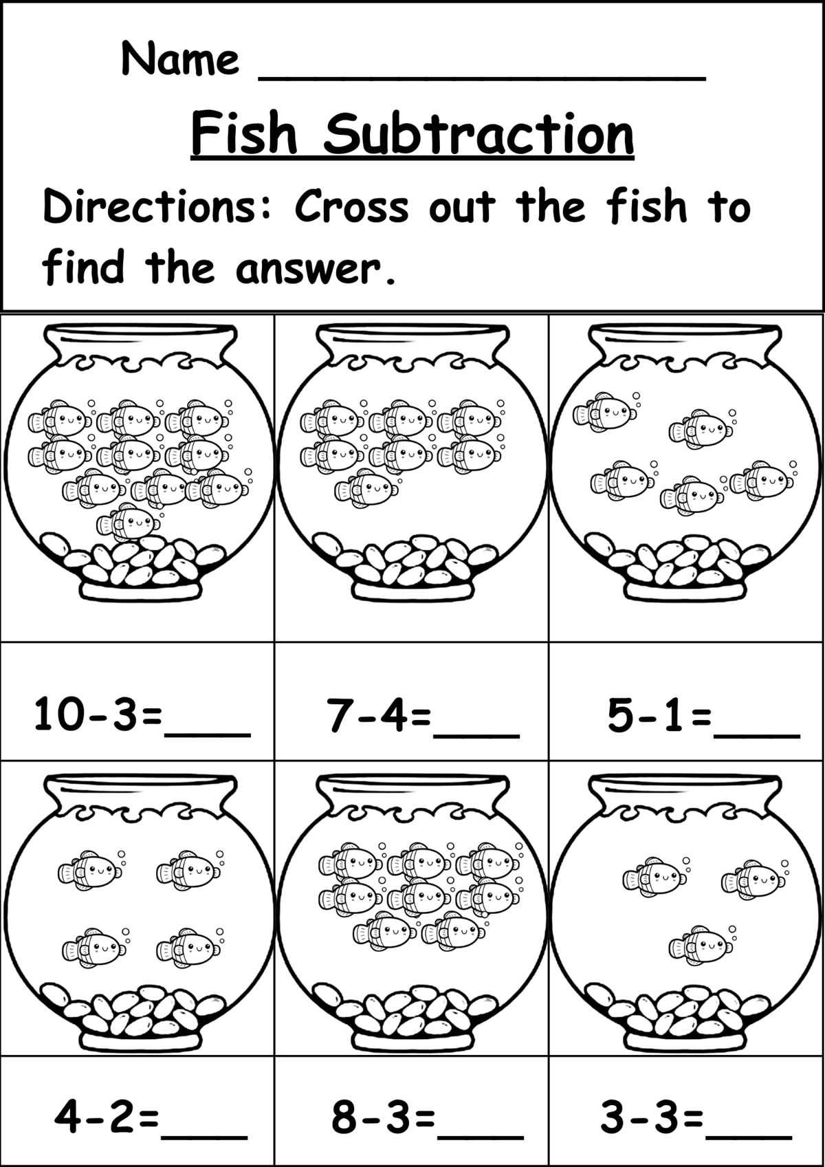 subtraction worksheets kindergarten pictures