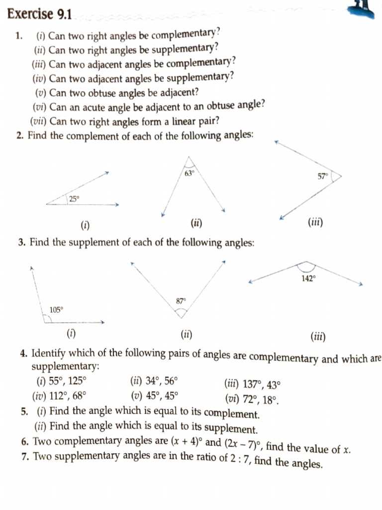 supplementary complementary angles worksheet