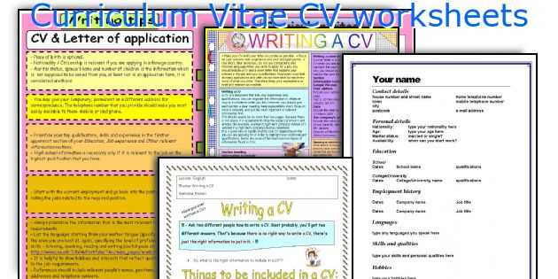 cv writing worksheet