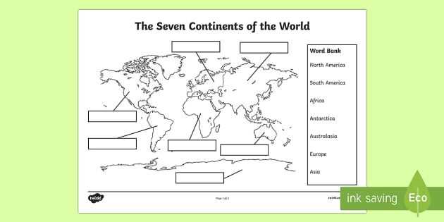 seven continents worksheet