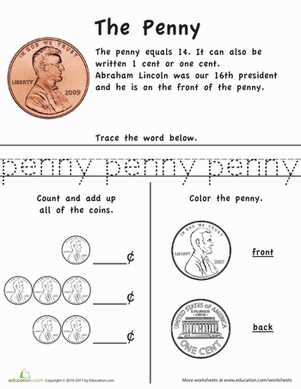 coins worksheet 1st grade