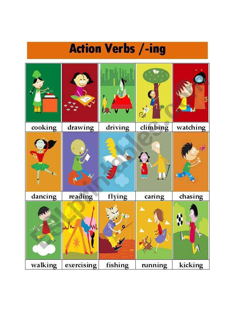 action words with ing worksheet