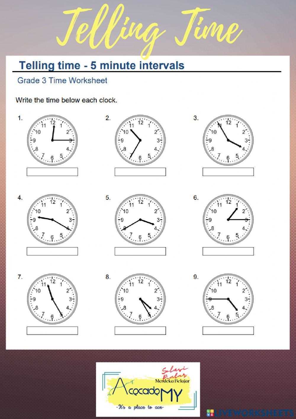 worksheet for time