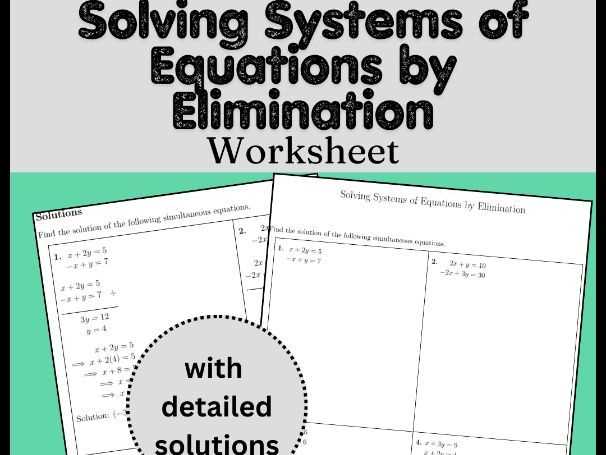 systems of equation worksheet
