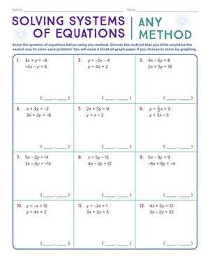 systems of linear equations substitution worksheet