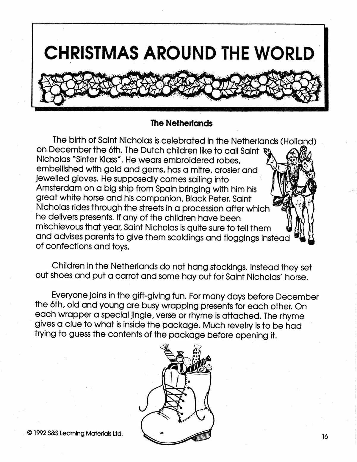 christmas around the world free worksheets