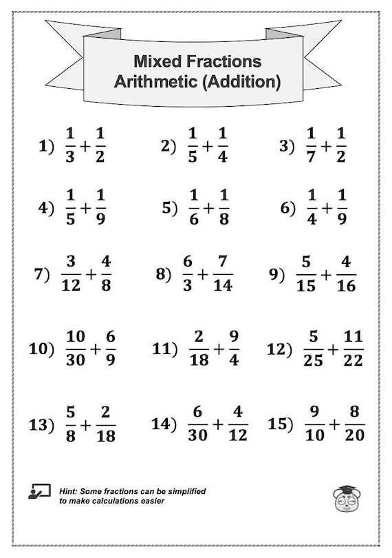 4th grade fraction review worksheet