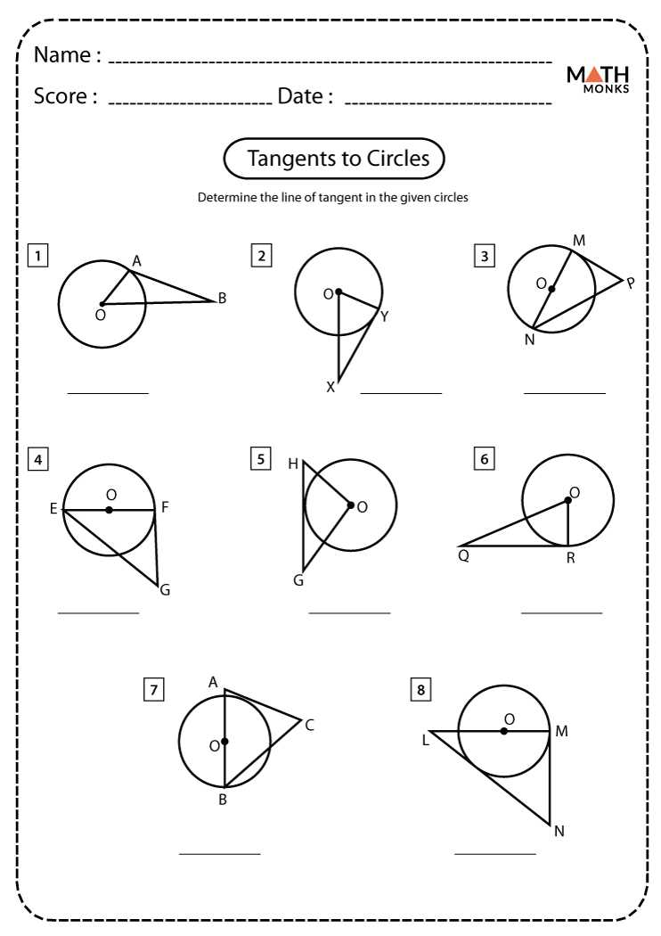 tangent lines and circles worksheet