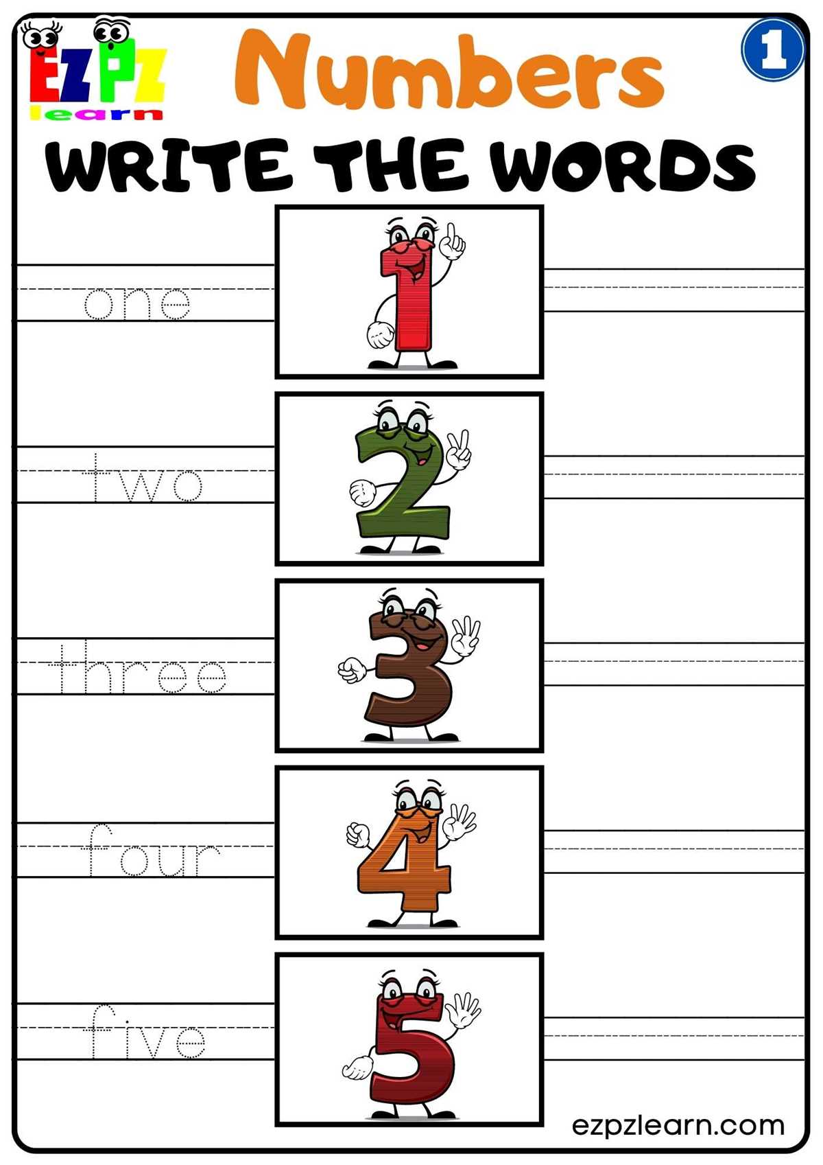 writing the numbers in words worksheets
