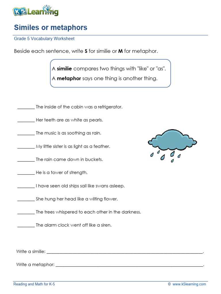 metaphor and simile worksheet