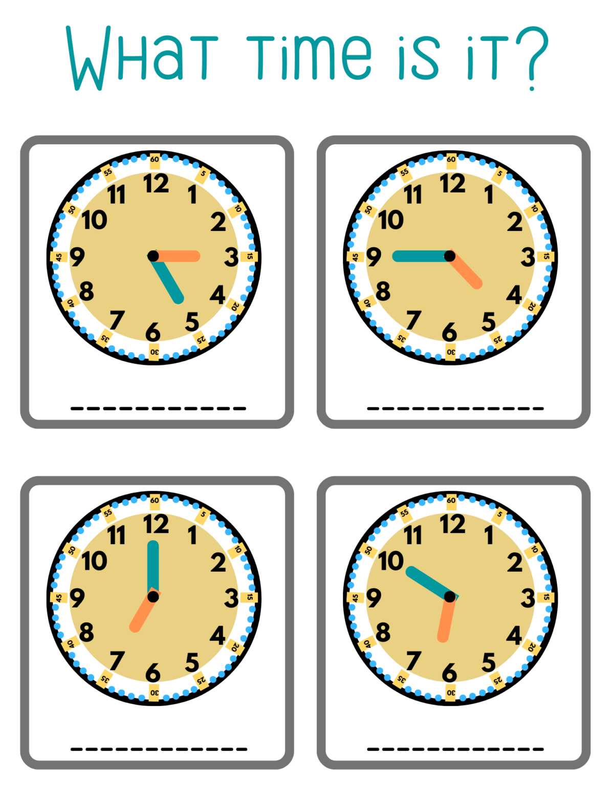 telling time clock worksheets