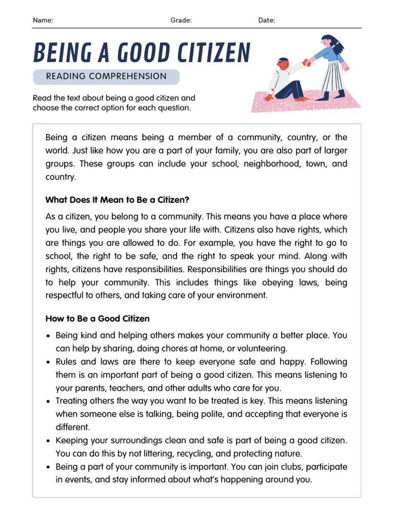 be a good citizen worksheet