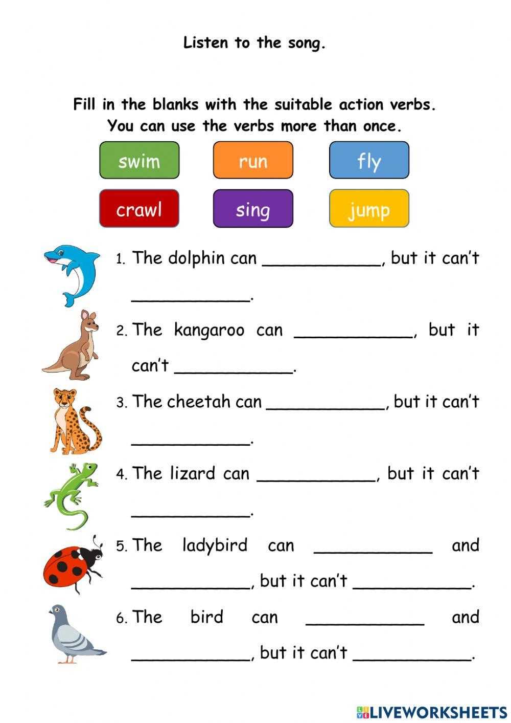 animal abilities worksheet