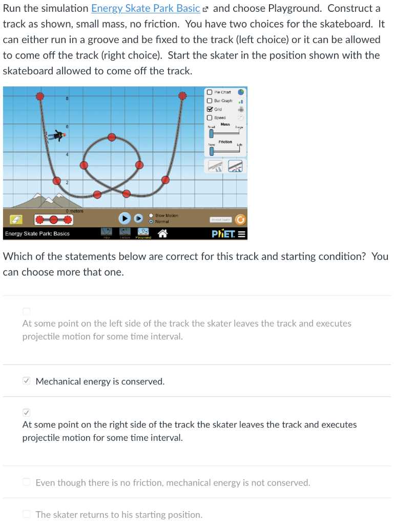 conservation of energy at the skate park worksheet