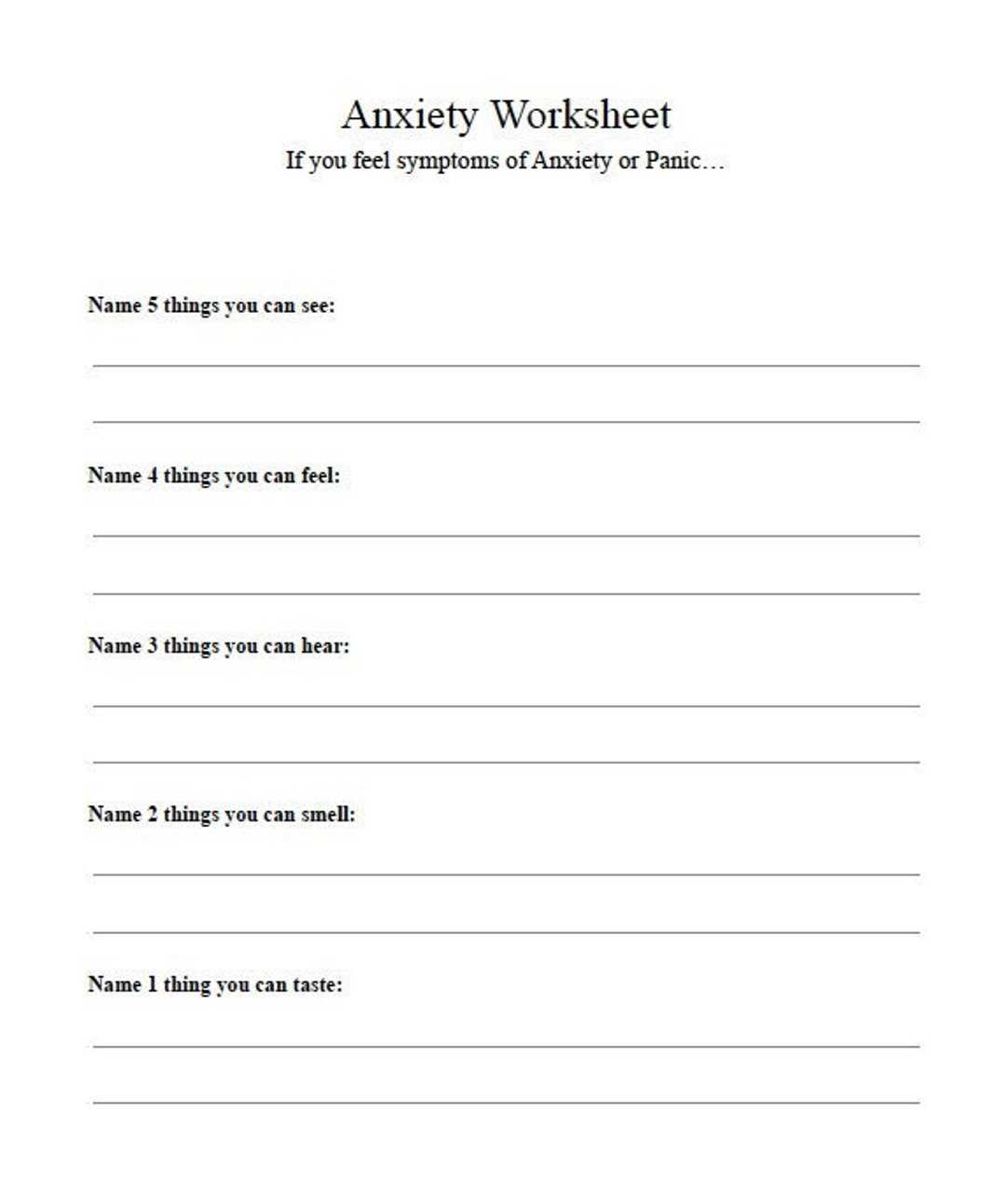 therapeutic worksheets for teens