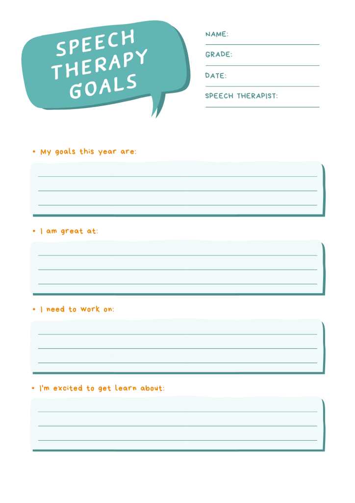 therapy goals worksheet