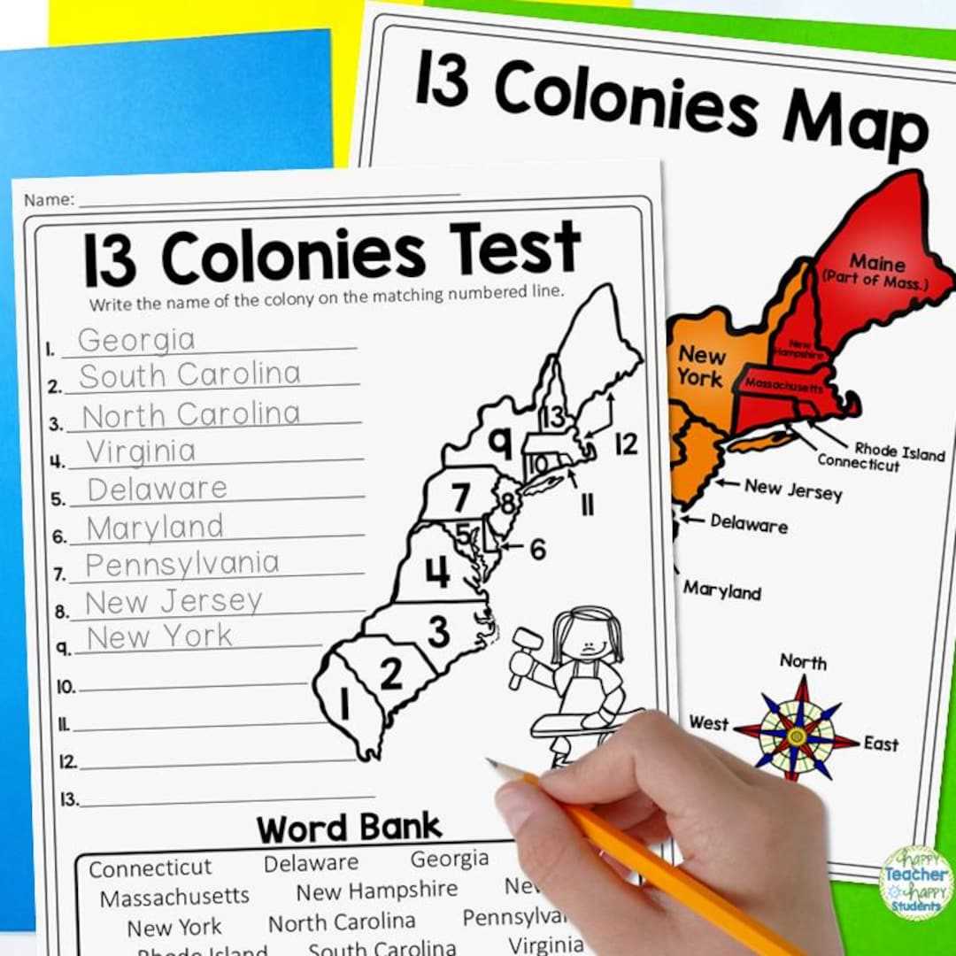 thirteen colonies map worksheet