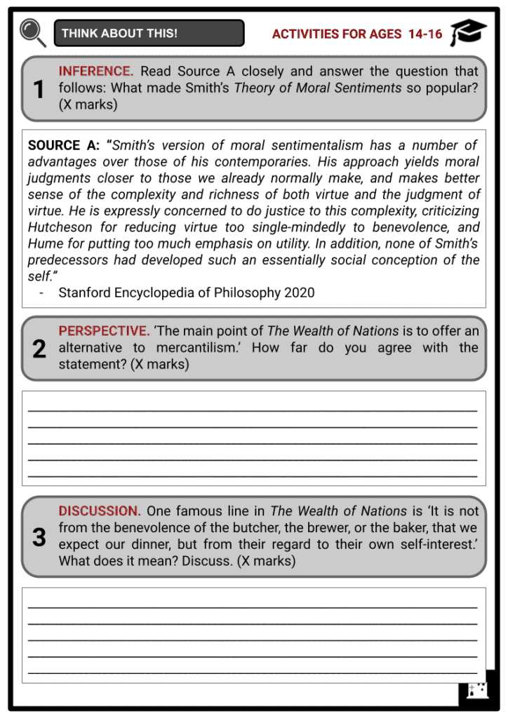 adam smith on the division of labor worksheet