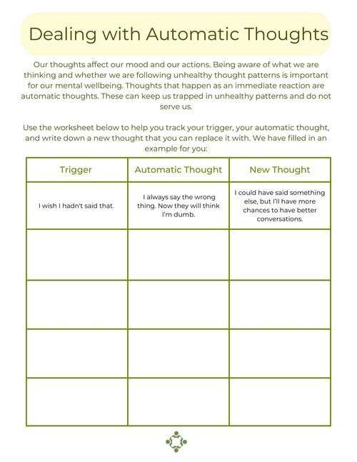 thought tracking worksheet