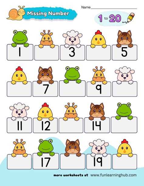 1 10 missing numbers worksheet
