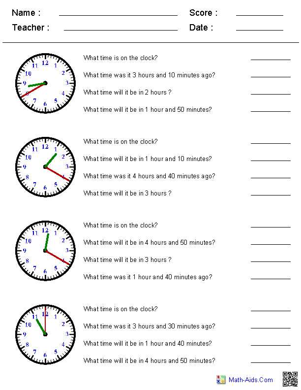 time worksheets free