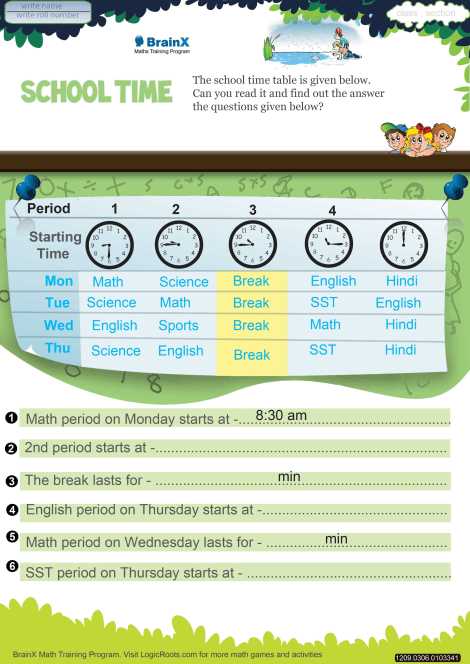 time worksheets grade 3